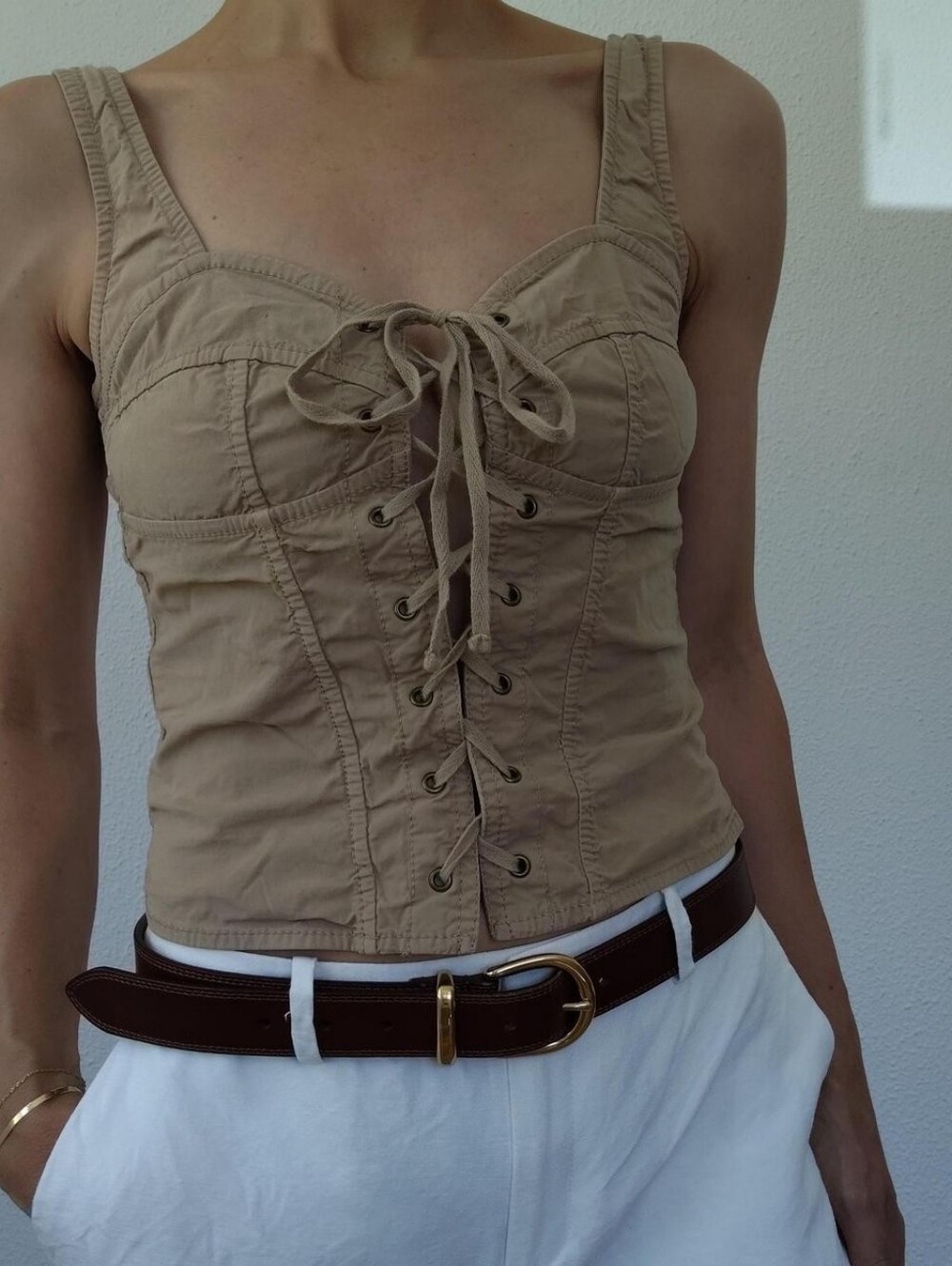 Guess Lace Up Corset Bustier Sleeveless Top / Size XS